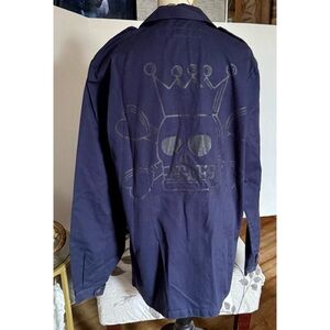 PUNK ROYAL JACKET FIELD TYPE ZIP SKULL BACK NAVY CANVAS OOAK SIZE MD